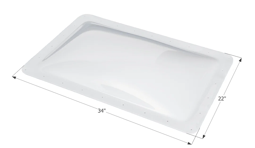 01855 – ICON Skylight, 4 Inch High Bubble Type Dome Rectangular For 30 Inch Length x 18 Inch Width Opening 34 Inch Le...